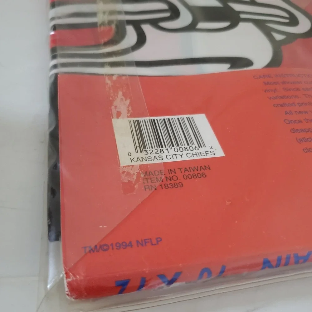 Vintage 1994 Kansas City Chiefs NFL Shower Curtain Jay Franco New Sealed Vinyl